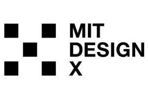 Logo of MIT design X featuring a pattern of black squares on the left and the words "MIT DESIGN X" to the right, all against a white background.