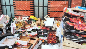 Used food packaging waste piled up
