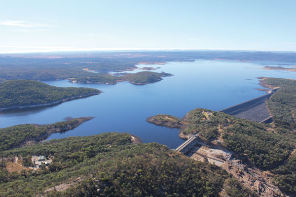 arial photo of large dam