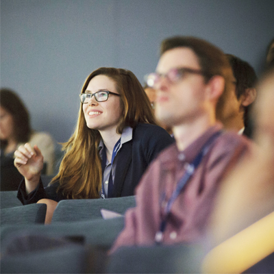 Audience listening to presentation