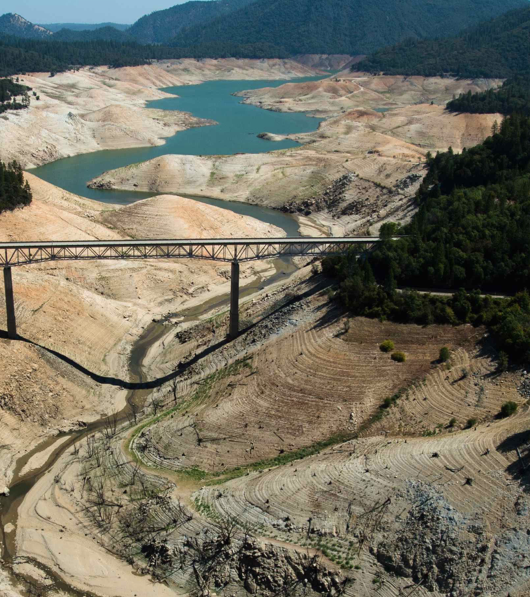 Overhead shot of river in California