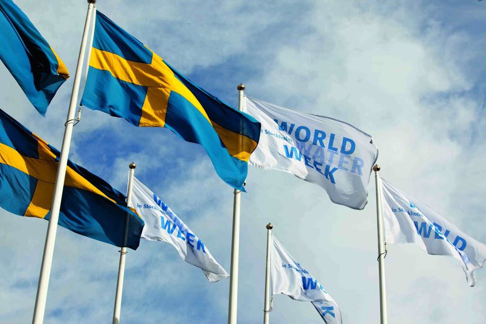Flying flags at the World Water Week in Stockholm