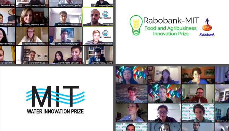 Virtual audiences from both the Water Innovation Prize and Food and Agribusiness Innovation Prize accompanied by the logos of each event