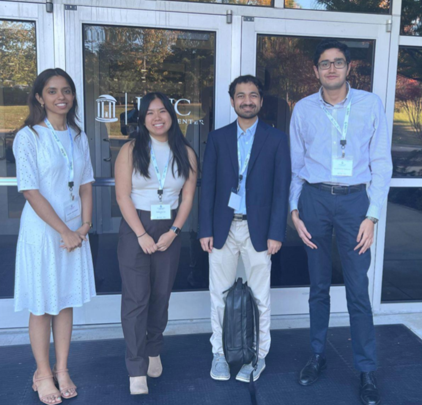 UNC Travel Grantees, from L to R: Anushka Shahdadpuri, Cat Lu, Devashish Gokhale, and Barath Baskaran.