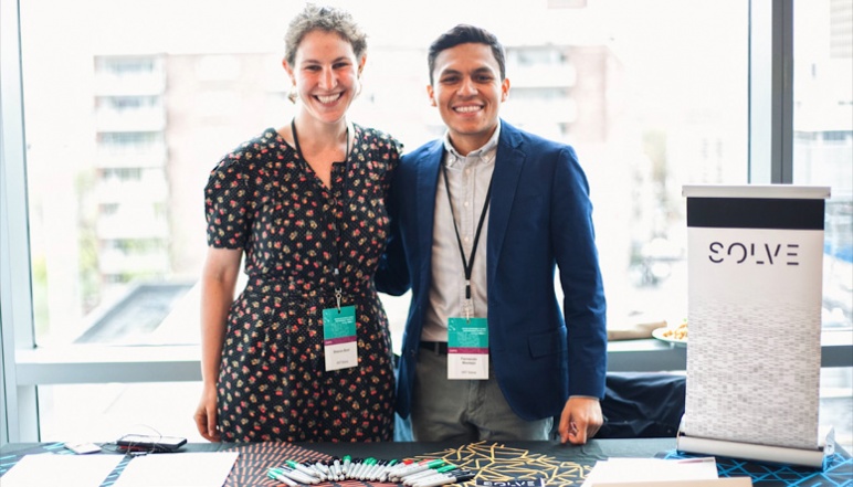 Representatives of MIT Solve working their booth at the event