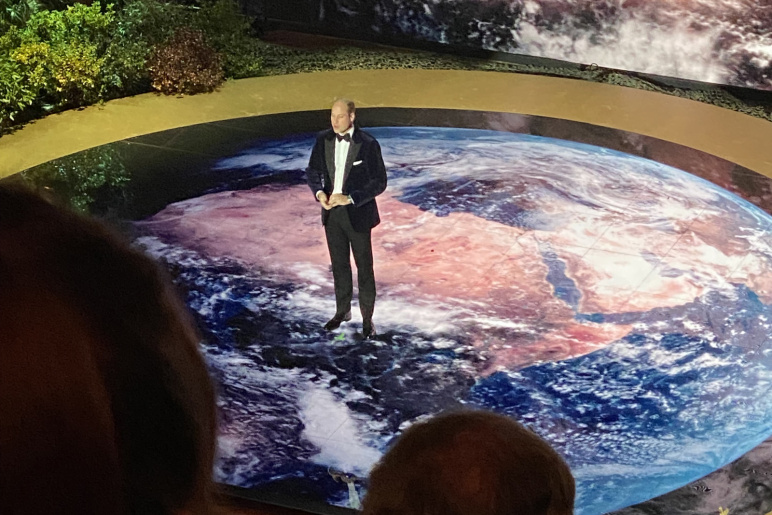 Prince William presenting at the 2022 Earthshot Prize Awards