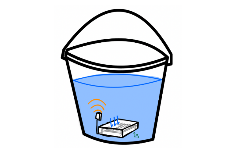 Smart bucket design with hand-drawn illustration of bucket