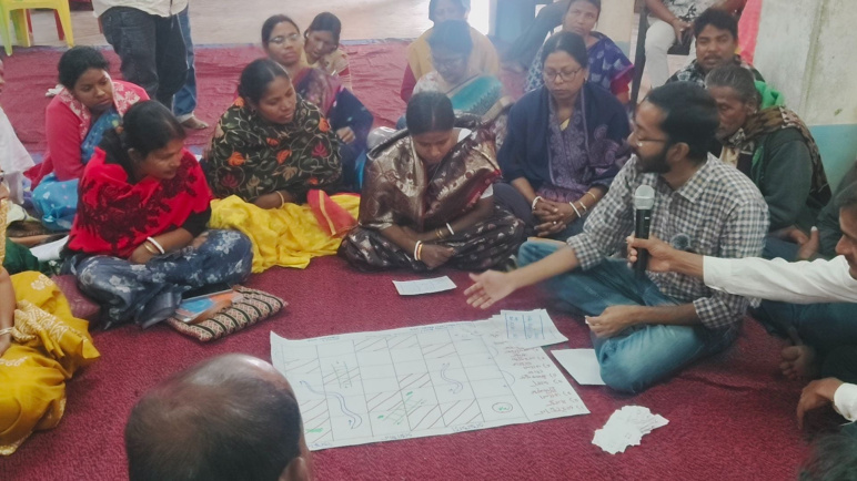Anamitra Saha speaks to a women's group