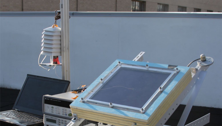 Water harvesting prototype on rooftop during outdoor experiment