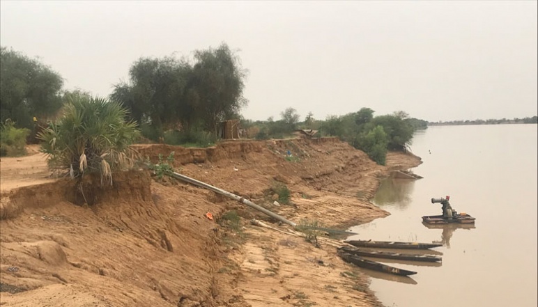 Water pipes on river