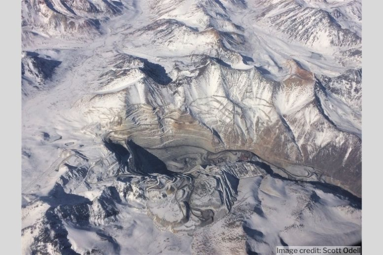 A mine in the high Andes, surrounded by snow