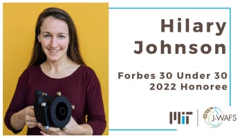 Hilary Johnson headshot on left, with text on right saying "Hilary Johnson, Forbes 30 Under 30 2022 Honoree"