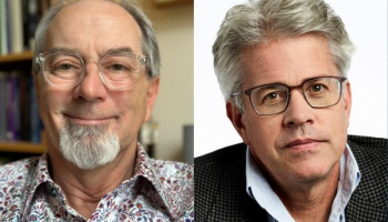 headshots of John H. Lienhard, left, and Charles Harvey, right