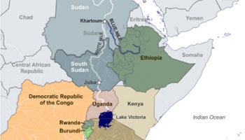Map of Ethiopia and surrounding countries