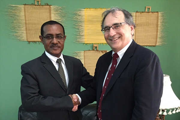 Ken Strzepek with Ethiopian minister of agriculture