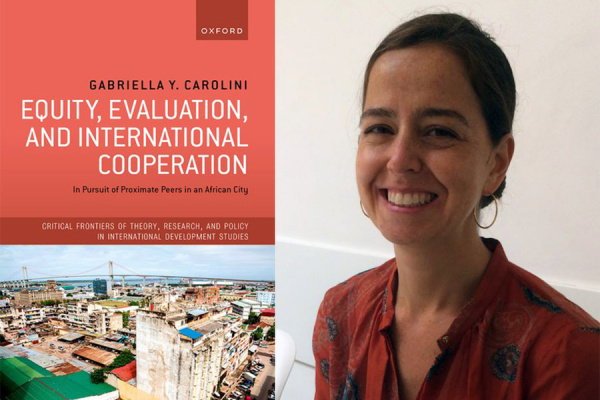 Image of book and Gabriella Carolini side by side