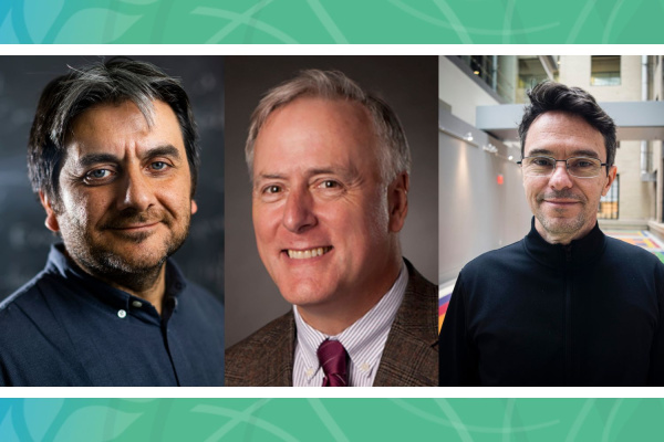 Three side-by-side headshots of researchers Cem Tasan, Andrew Whittle, and Fábio Duarte, with a blue and green border along the top and bottom.