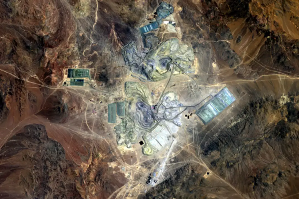 A birds-eye view of a large mining operation