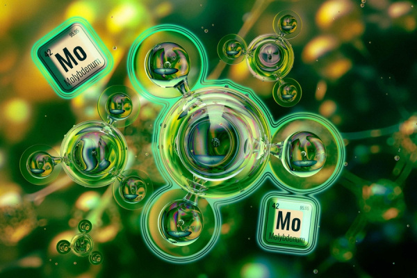 microscopic image of green metal molybdenum