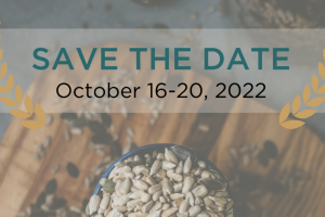 Save the date banner with seeds in background
