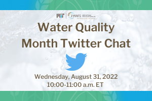 Event poster with twitter logo and water background