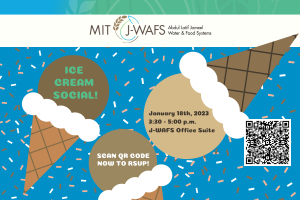 Flyer for ice cream social event with QR code and information about event