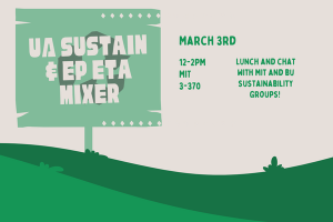 A photo of a green sign saying "UA Sustain & Ep Eta Mixer"