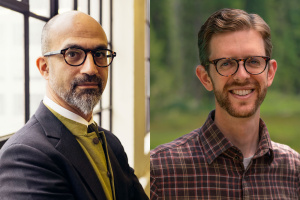 John Fernández (left), the director of MIT’s Environmental Solutions Initiative and a professor in the Department of Architecture, and Scott Odell, a visiting researcher in the Environmental Solutions Initiative