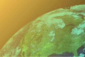 earth viewed from space with an orange tint