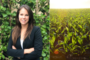 Sarah Nolet next to crops