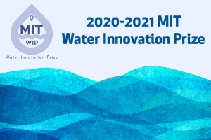 Illustration of a wave with the text "2020-2021 MIT Water Innovation Prize"