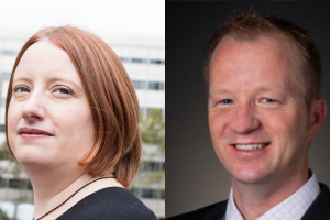 Headshot of Noelle Selin on the left and headshot of Christopher Knittel on the right.