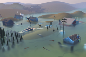 Graphic of coastal city