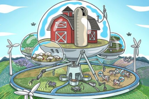 Futuristic farm cartoon