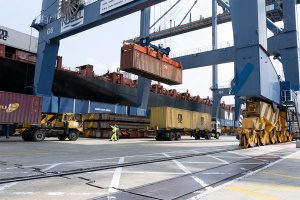Containers in a shipping port in Ecuador