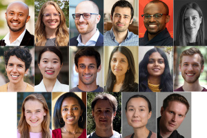 (Top row, left to right:) Iwnetim (Tim) Abate, Kaitlyn Becker, Brandon J. DeKosky, Mohsen Ghaffari, Aristide Gumyusenge, Mina Konakovic Lukovic. (Middle row, left to right:) Darcy McRose, Qin (Maggie) Qi, Manish Rhaghavan, Ritu Raman, Nidhi Seethapathi, Vincent Sitzmann. (Bottom row, left to right:) Tess Smidt, Loza Tadesse, Cesar Terrer, Haruko Wainwright, Martin Wainwright.