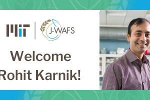 Headshot of Rohit Karnik on the right with J-WAFS logo on the left and the words Welcome Rohit Karnik!