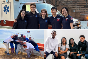 LifeSaveHer team (top), recipients of a $20,000 IDEAS grant; the SOS team (bottom left), recipients of a $10,000 IDEAS grant, and the Ishara team (bottom right), recipients of a $7,500 IDEAS grant.