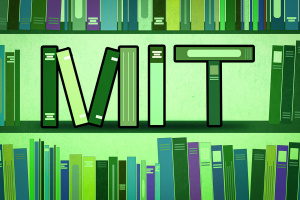 Cartoon of books on a shelf