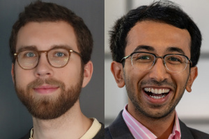 MIT PhD candidates Grant Knappe (left) and Arjav Shah are the 2024 recipients of the Kavanaugh Fellowship, which helps scholars commercialize their research.