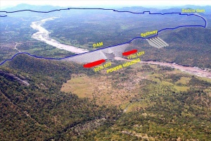 Site of Ethiopian dam with labels edited over top