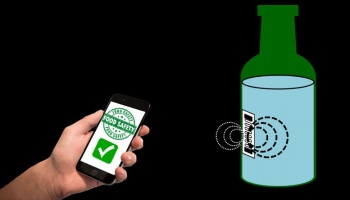 Cartoon depiction of smartphone being used to check food safety