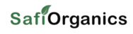 Safi Organics spelled out as the logo with a leaf as the dot in the i