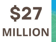 A graphic that says $27 Million in brown 
