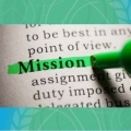 Text in a book where the word "Mission" is being highlighted