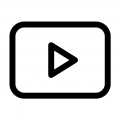 Icon of digital play button (side triangle) in black and white