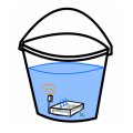 Drawing of bucket with sensor in it