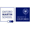 Oxford Martin School logo with one white square box and one navy blue square box side by side