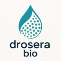 A blue water droplet with drosera bio written below